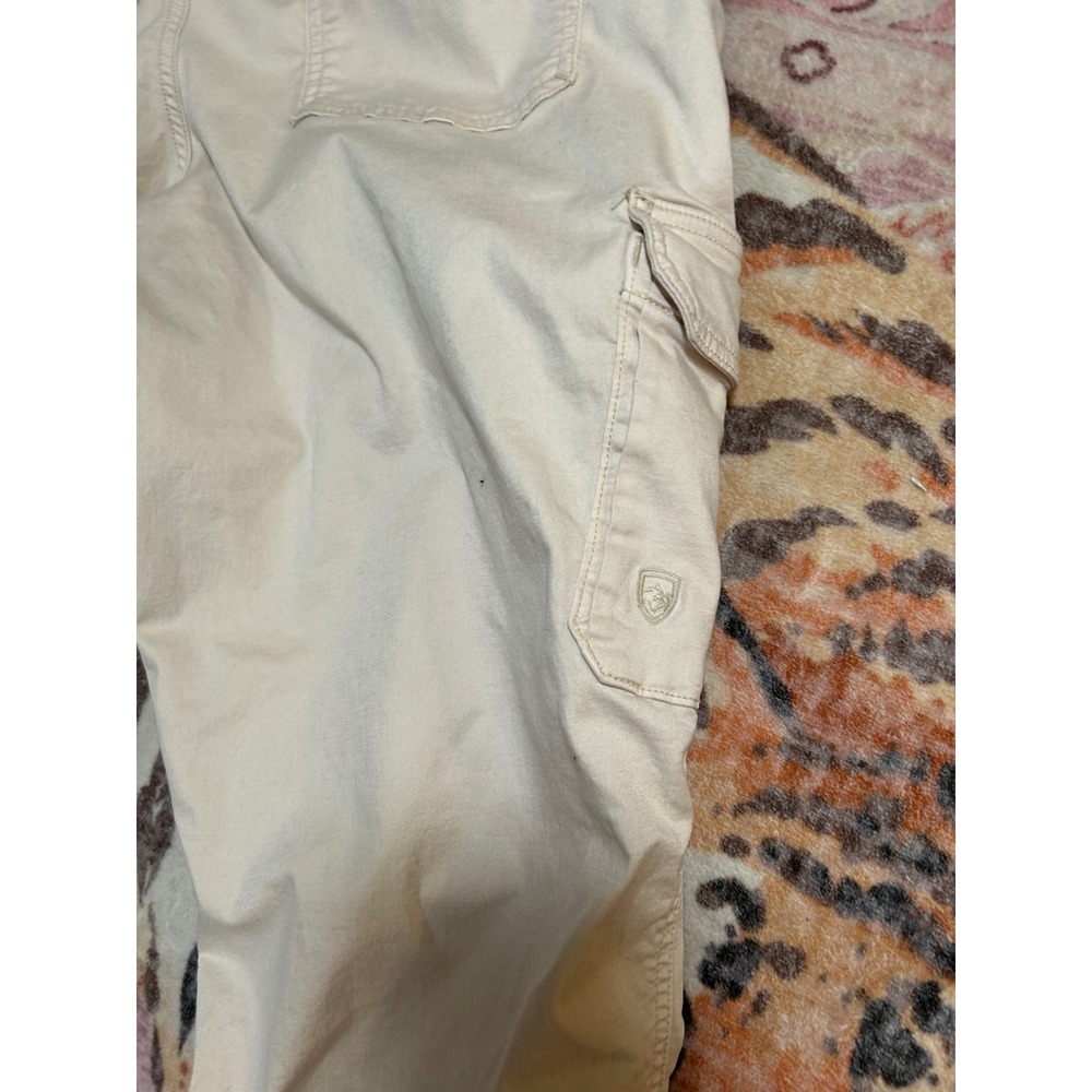 KUHL Womens 14 Crop Cargo Pants Cream Tan Straight Leg Utility Hiking Tactical - Picture 3 of 9